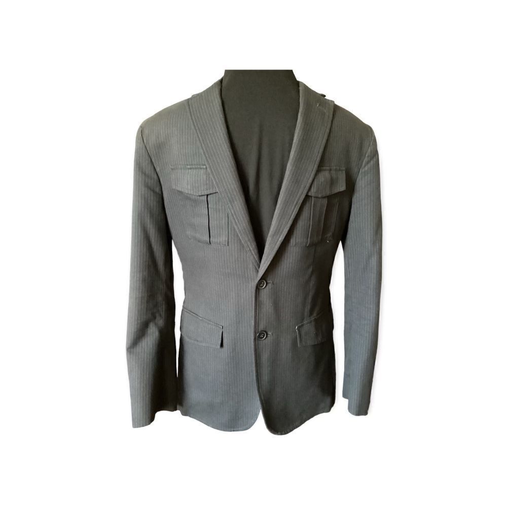 Banana Republic Tailored Fit Navy Pinstriped Mens Jacket Size: 38R